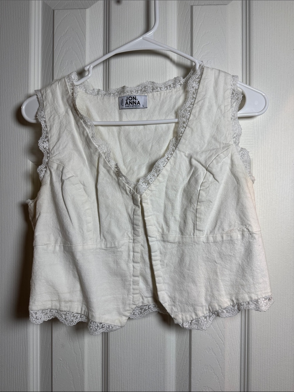 Jon & Anna Ivory Lace-Trim V-Neck Camisole